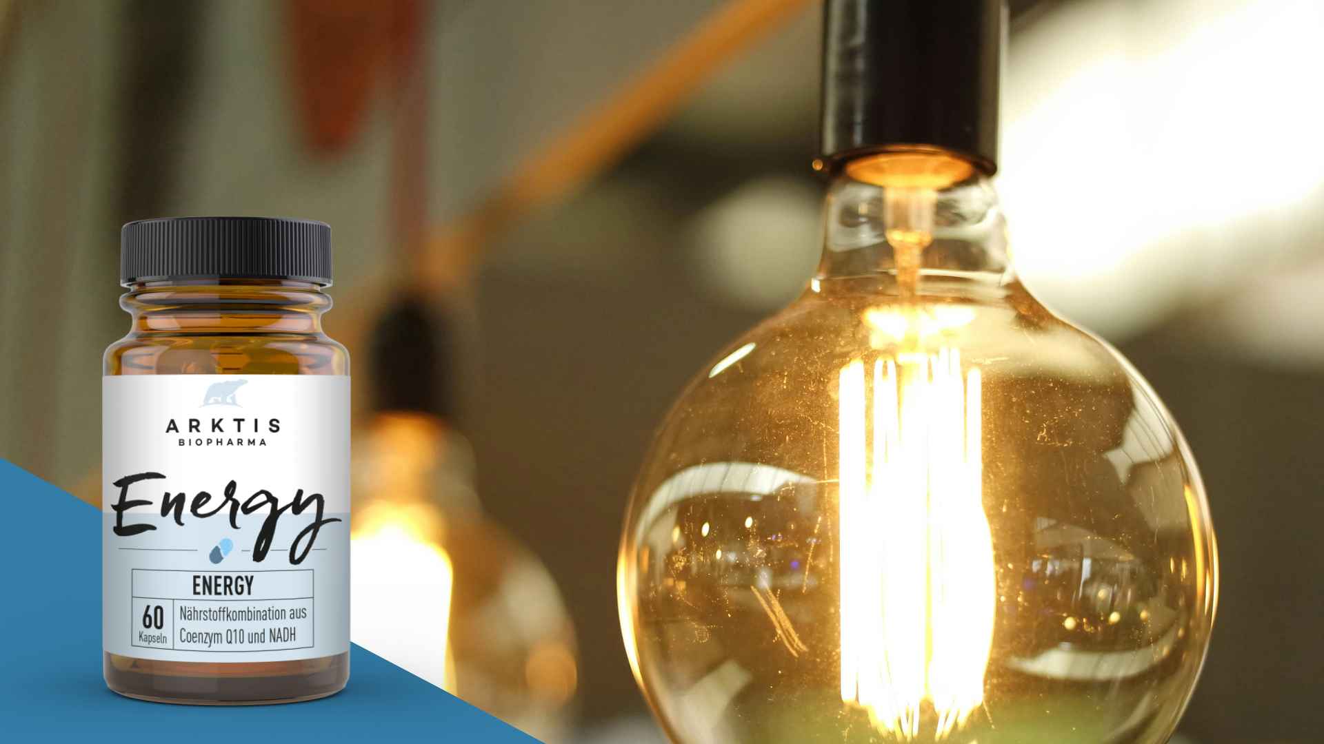 Lampe die das Produkt Energy beleuchtet